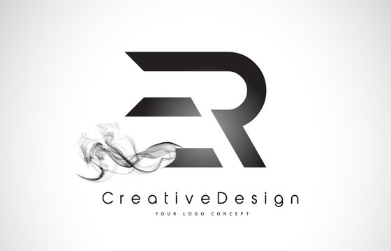 ER Letter Logo Design with Black Smoke.