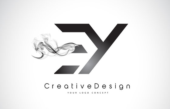 EY Letter Logo Design with Black Smoke.
