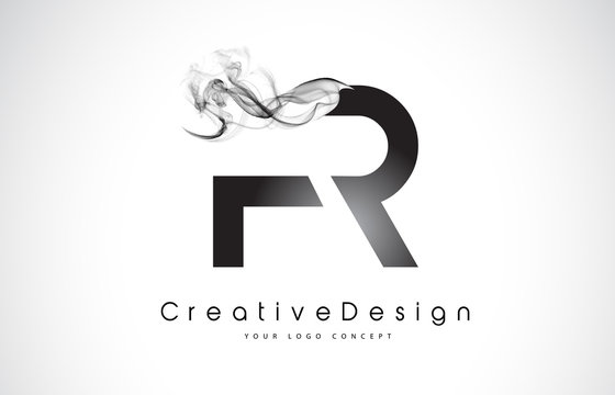 FR Letter Logo Design with Black Smoke.