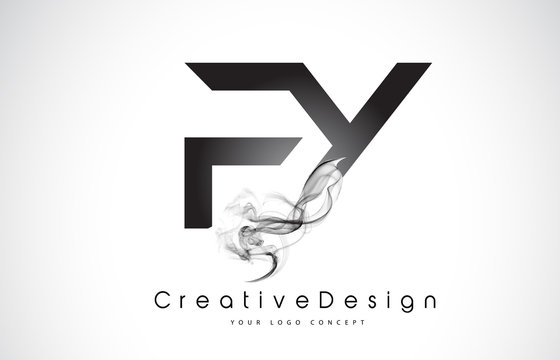 FY Letter Logo Design with Black Smoke.