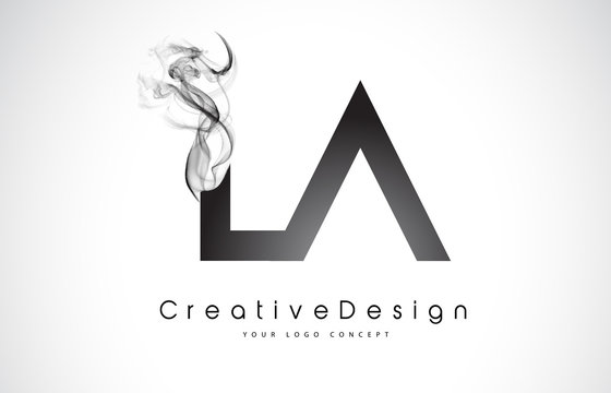 LA Letter Logo Design with Black Smoke.