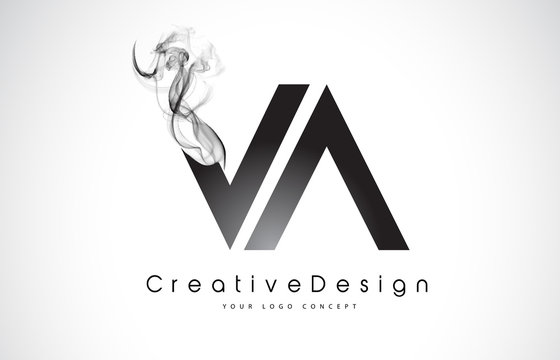 VA Letter Logo Design with Black Smoke.