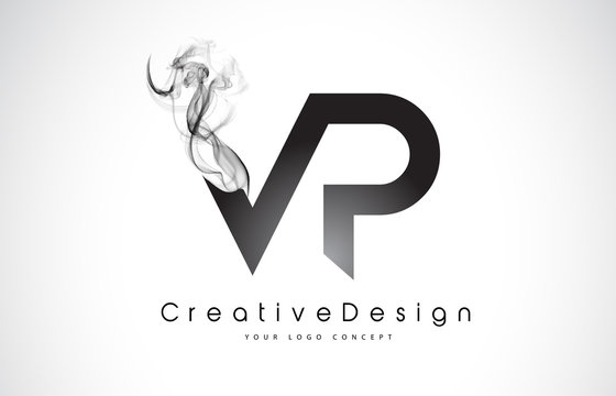 VP Letter Logo Design with Black Smoke.