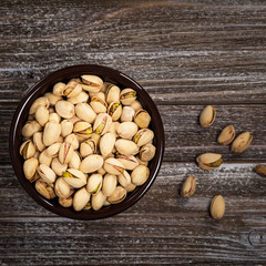 Sea Salt Roasted Pistachios. Selective focus.