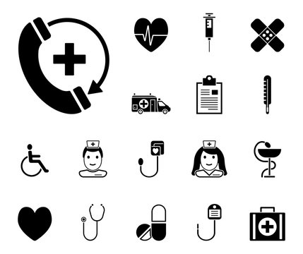 Gesundheit und Medizin - Iconset (in Schwarz)