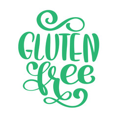 Gluten free. Hand drawn lettering phrase isolated on white background. Vector illustration text calligraphy quote