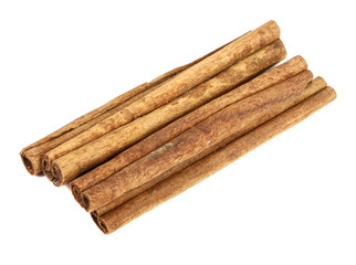 Cinnamon stick isolated on white background. Close-up.