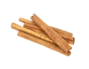 Cinnamon stick isolated on white background. Close-up.