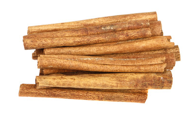 Cinnamon stick isolated on white background. Close-up.