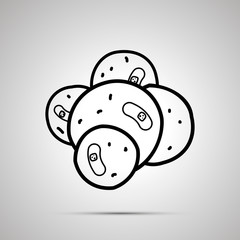 Cancer cell with core, simple black icon