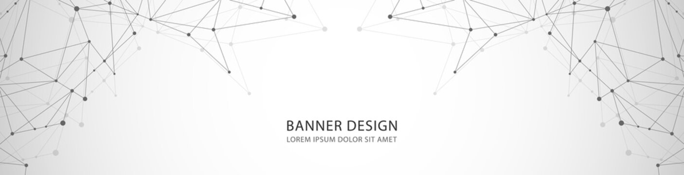 Vector banner design, global connection with lines and dots