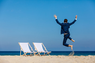 Man relaxing on beach