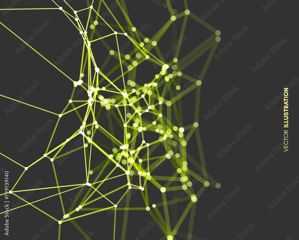 Wall mural lattice structure. science or technology background. graphic design. 3d grid surface. abstract vecto