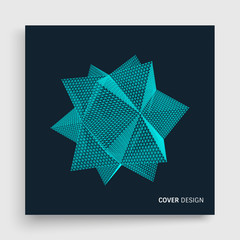 Crystal. Cover design template.  Molecular grid. 3d futuristic technology style for chemistry and science. Vector illustration.