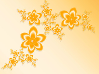 Orange background with garlands of flowers. Fractal