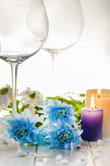 glasses for wine and flowers