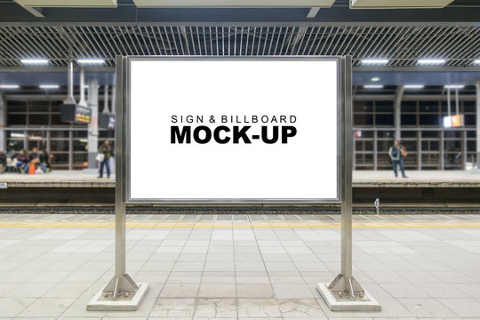 Mock Up Blank Billboard At Train Platform