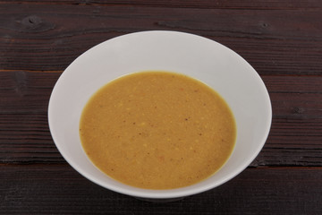 Parsley curry soup on a table