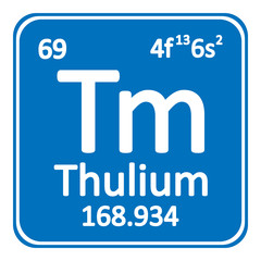 Periodic table element thulium icon.