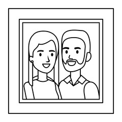 portraits with husband and wife vector illustration design