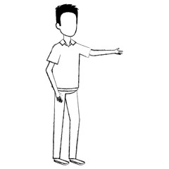 young man avatar character vector illustration design