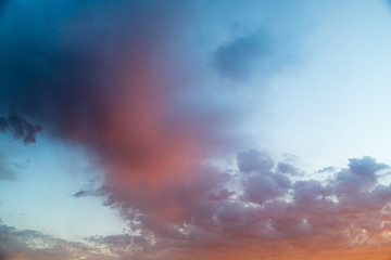 Beautiful clouds in the sky at sunset