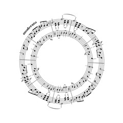 Music notes on stave in round shape on white © EvgeniyBobrov