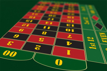 American Roulette Table perspective raster illustration, shallow DoF