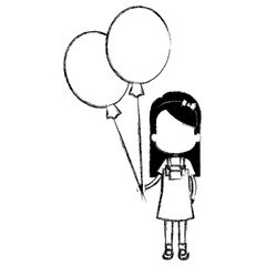 happy little girl with balloons air character vector illustration design