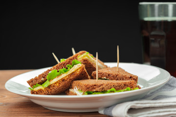 sandwich on a wooden table