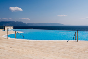  swimming pool overlooking the sea in Rabac, Istria region , Croatia 