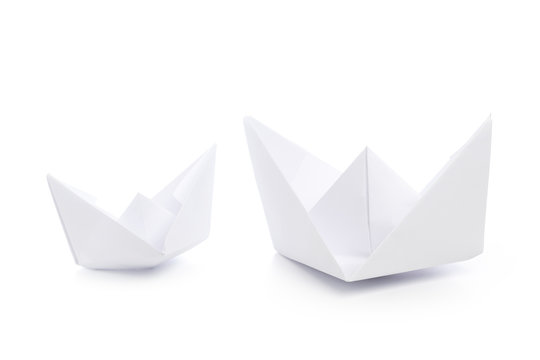 paper ships isolated on white