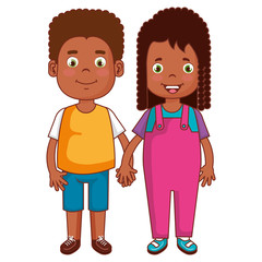 happy little couple characters vector illustration design