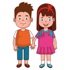 happy little couple characters vector illustration design