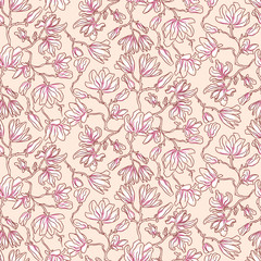 Fototapeta na wymiar Seamless pattern with magnolia flowers.