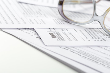 Tax forms, close up
