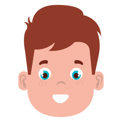 happy little boy head character vector illustration design