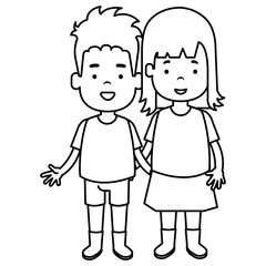 happy little couple characters vector illustration design