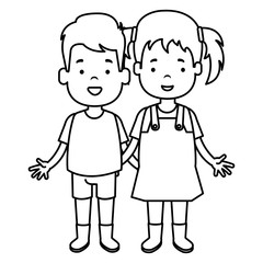 happy little couple characters vector illustration design