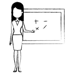 teacher with chalkboard character vector illustration design