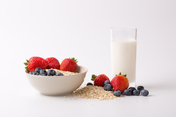Oatmeal, Fresh Fruits and Milk, Breakfast