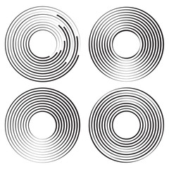 Set of concentric circles geometric element. Vector illustration