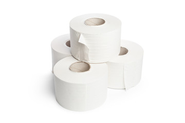 toilet paper on white background