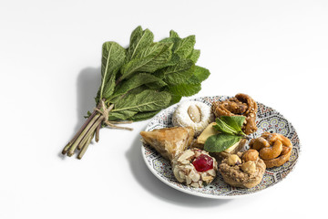 Typical Moroccan sweets. Homemade.Isolated