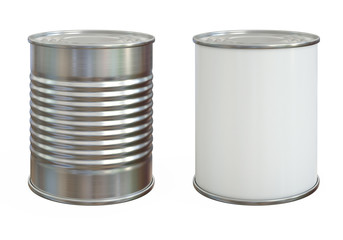 Tin can mock up, aluminum can and blank copy space can isolated on white background 3d rendering - obrazy, fototapety, plakaty