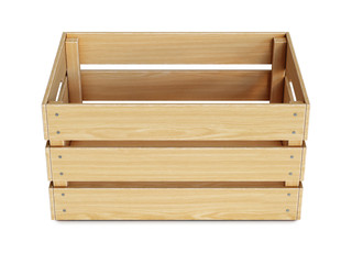 Wooden crate isolated on white background 3d 