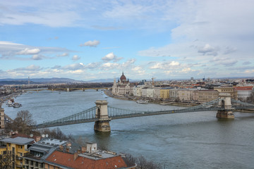 Fototapeta na wymiar View on Budapest with the river Danube from the palace