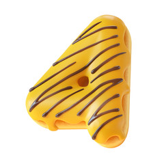 Glazed donut font 3d rendering number 4