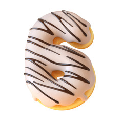 Glazed donut font 3d rendering number 6