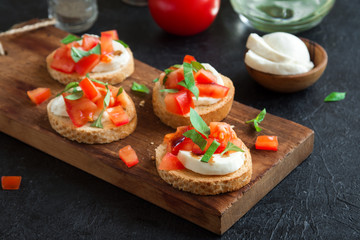 Italian bruschetta and ingredients